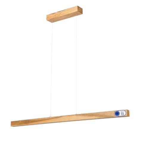 alfalux Lampe LED Hängelampe aus Holz Wohnzimmer Esszimmerlampe Hängeleuchte Pendelleuchte Esstischlampe Küchenlampe Höhenverstellbar 100 cm LED100KB-3K-RUSTIKAL
