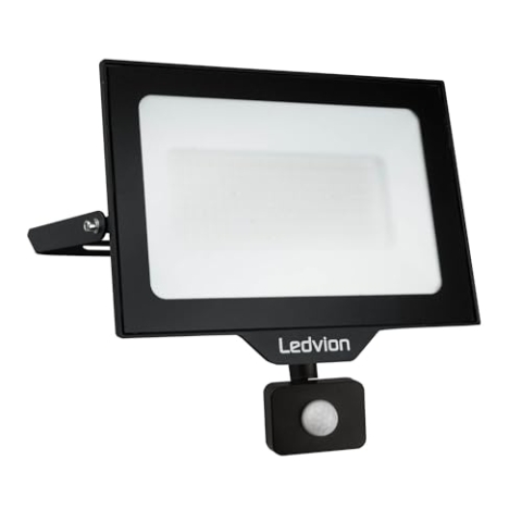 Ledvion - LED Flutlichter mit Bewegungsmelder, 100 Watt, 6000K, 12000 Lumen, IP44, Mit Schnellanschluss & 2 Jahre Garantie