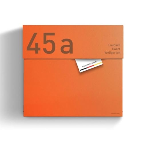 Radius® Designer Briefkasten aus Edelstahl - 10 Jahre Funktions- und Korrosionsgarantie - Postkasten inkl. Montagematerial aus DE – Letterman 4 Orange