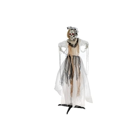 EUROPALMS Halloween Figur Braut, animiert, 170cm | Animierte Figur mit Licht- und Soundeffekt (Batterie- & USB-Betrieb)