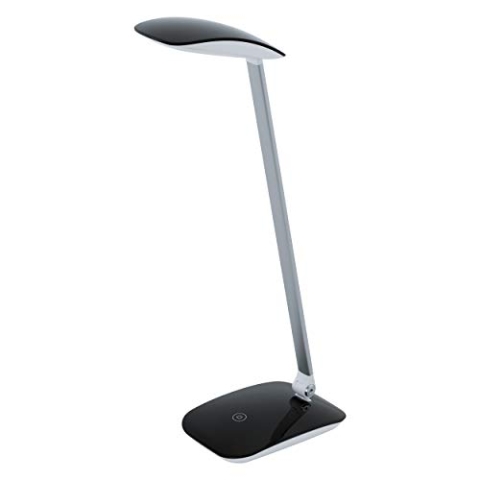 EGLO LED Tischlampe Cajero, 1 flammige Tischleuchte mit Touch, dimmbar, USB Lampe, Schreibtischlampe, Minimalismus aus hochwertigem Kunststoff, Bürolampe in Schwarz