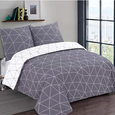 VISION - Bettwäsche Hugo, Flanell, anthrazit/grau, wendbar, Bettbezug 260 x 240 cm, mit 2 passenden Kissenbezügen 65 x 65 cm, 100% Baumwollflanell