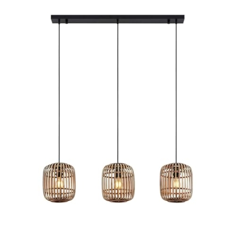 Lindby Pendelleuchte 'Canyana' (Landhaus, Vintage, Rustikal) aus Holz u.a. für Wohnzimmer & Esszimmer (3 flammig, E27) - Hängeleuchte, Esstischlampe, Hängelampe, Hängeleuchte, Wohnzimmerlampe