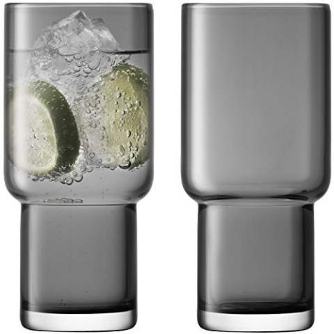 LSA Utility Highball 390 ml Schiefer x 2, Glas, Grey, 6.9 cm