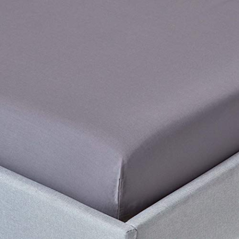 HOMESCAPES Perkal-Spannbettlaken dunkelgrau 150x200 cm, Bettlaken ägyptische Baumwolle, Betttuch mit Gummizug Fadendichte 200