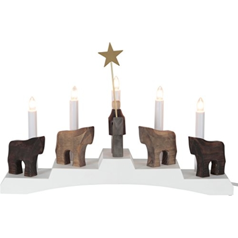 Star 656-85 Fensterleuchter "Staffans Fålar", 5-flammig, Holz, Weiß, 10.7 x 45 x 29 cm