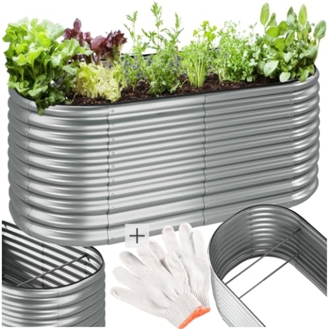 tectake® Hochbeet Metall, Hochbeete-Kit für Beet, Hochbeet Garten, wetterfest, Pflanzkasten, Kräuterbeet, Frühbeet, Gemüsebeet, Pflanzenbeet, zur Anzucht, als Blumenkasten - 1257l, 200 x 100 x 80 cm