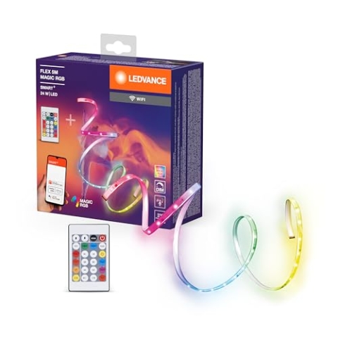 LEDVANCE SMART+ WIFI FLEX 5M LED-Streifen, weiß, 22W, 500lm, dimmbar, dynamisches Magic-RGB Lichteffekt, individuelle Lichtfarbenwahl, App-steuerbar, lange Lebensdauer, einfache Montage, IP20