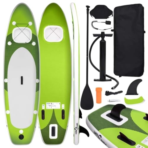 vidaXL SUP Board Set Aufblasbar für 1 Erwachsener Stand Up Paddle Surfboard Surfbrett Paddling Funboard Paddelboard Wellenreiter Grün 360x81x10cm