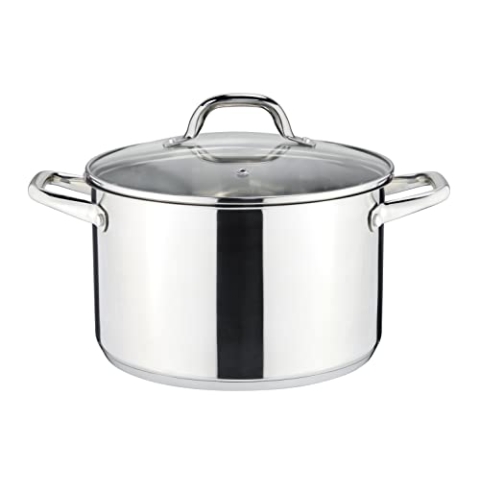 Linnuo Topf 6,8l mit Glasdeckel, Edelstahltopf, Griff Nicht heiß | Topf Induktion geeignet, Stabiler Boden für alle Herdearten | Kochtopf groß, als Suppentopf Kartoffeltopf Nudeltopf | Cooking Pot