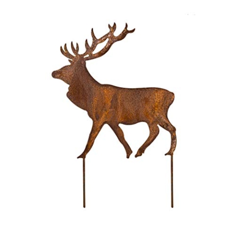 Blümelhuber Hirsch Rost Deko für Garten - Metall Edelrost Gartenstecker Hirsch Figur auch für den Balkon oder die Haustüre