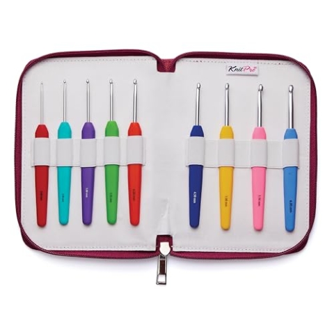 KnitPro Waves Häkelnadel-Set, Symfonie Holz-Doppelhäkelnadel (3,00–8,00 mm) – vielseitig für kreatives Häkeln