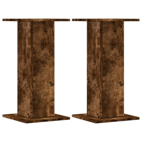 vidaXL Lautsprecherständer 2 STK., Hoher Boxenständer, Lautsprecherpodest für HiFi Heimkino Surround Sound, Verbessertes Audio-Hörerlebnis, Räuchereiche Holzwerkstoff