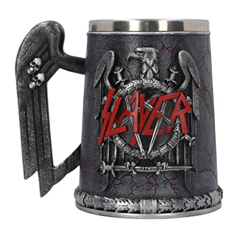 Nemesis Now B4128M8 Slayer Bierkrug, 14 cm, schwarz, Harz mit Edelstahl-Einsatz, Grau