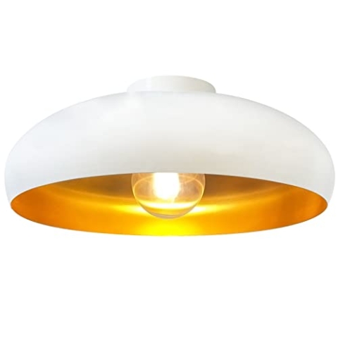 bamyum Küchenlampe Deckenleuchte Vintage, Androa, Deckenlampe Weiß Gold, Küchenlampe Ø40 cm E27, Küchenlampe Deckenleuchte Hängend, Deckenlampe Wohnzimmer, Deckenlampe Retro Vintage Schlafzimmerlampe