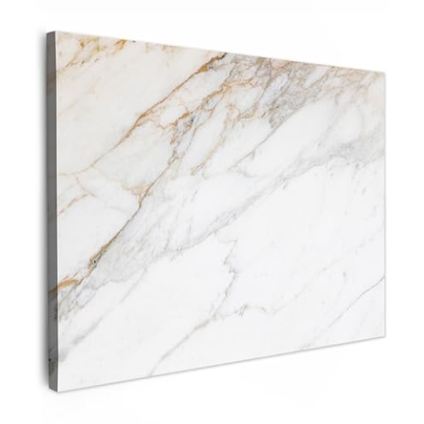 MuchoWow Leinwand Bilder, Einzigartige Wanddeko mit Rahmen, Marmor - Stein - Weiß - Gold - Marmoroptik - Stein - Luxus, Wandbilder Wohnzimmer, Deko Schlafzimmer 120x90 cm