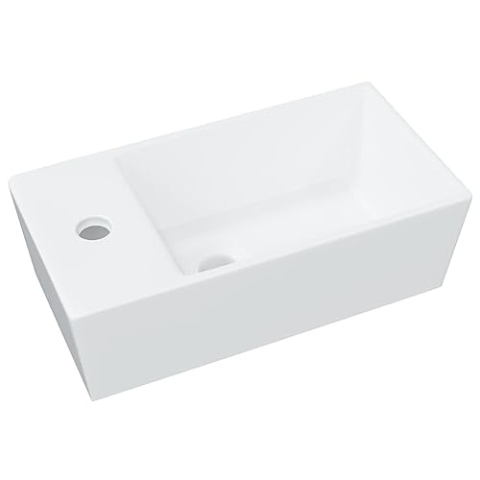 vidaXL Waschbecken, Becken für Badezimmer Waschzimmer, Handwaschbecken auf dem Waschtisch montiert, Aufsatzwaschbecken Badwaschbecken, Weiß Keramik