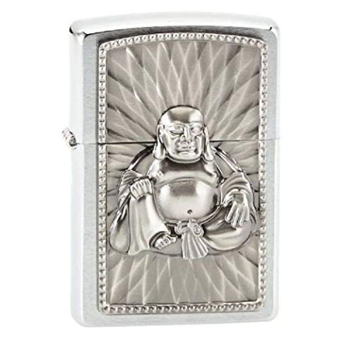 Zippo Feuerzeug 2002068 Buddha with 108 Pearls Benzinfeuerzeug, Messing, Brushed Chrome, 1 x 3,5 x 5,5 cm