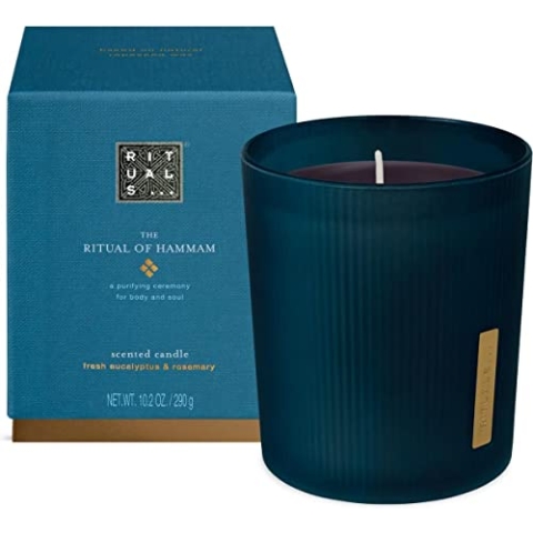RITUALS The of Hammam Scented Candle Duftkerze Eukalyptus und Rosmarin, Maße: 9,3cm x 9,3cm x 11,8cm, 1107151, Blau