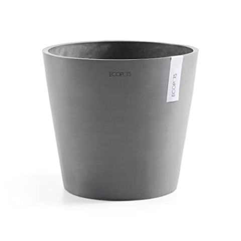 Ecopots Blumentopf Amsterdam Hell Grau - Durchmesser Ø 50 cm rund groß - Pflanzentopf aus Recycling Kunststoff - Übertopf modern für Indoor und Outdoor