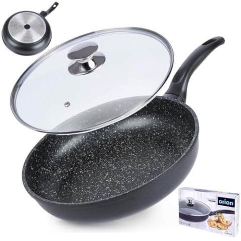 orion group Granitpfanne Bratpfanne aus Granit Koch- und Brattopf mit Deckel 28 cm GRANDE