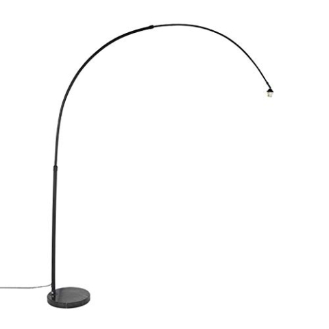 Qazqa - Moderne Bogenleuchte I Bogenlampe I Lampe I Leuchte schwarz mit Marmorsockel - XXL I Wohnzimmer I Schlafzimmer - Stahl Länglich - LED geeignet E27