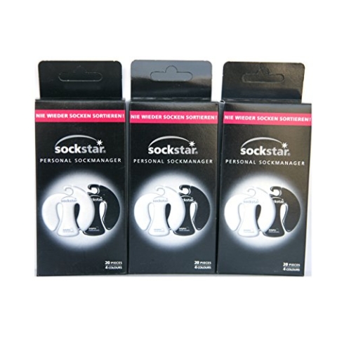 Super offer!! Super Angebot!! 3 Familie Packungen, 60 Sockstar - Sockenklammern - Sockenclips in 4 Farben. Preis für 3 Pakete, 60 Clips, 4 Farben! Schwarz & Weiß Version