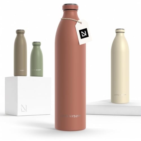 LARS NYSØM Edelstahl Trinkflasche 350ml, 500ml, 750ml, 1L, 1 5 liter | Thermosflasche Kohlensäure geeignet | Auslaufsichere Wasserflasche für Sport, Outdoor, Schule (Brick Red, XL 1500ml)