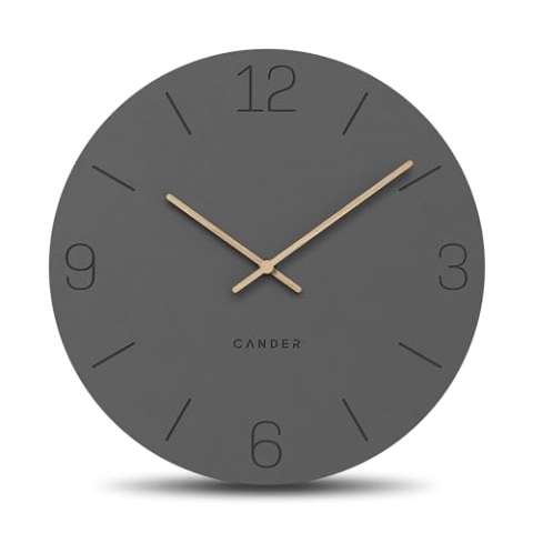 Cander Berlin MNU 2640 D XXL Wanduhr 40 lautlos cm ohne Tickgeräusche analog modern Vintage grau Holz-Zeiger Wohnzimmer groß