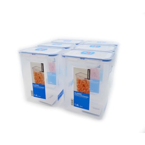 6 x Schloss & LOCK Rechteckige Frischhaltedose 1,8 lt Hochschrank HPL813