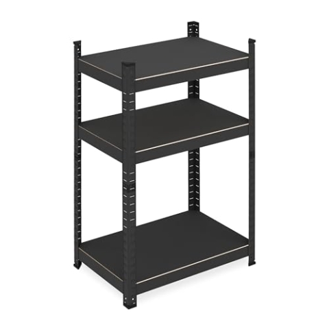 Relaxdays Schwerlastregal, HxBxT: 90x60x40 cm, 750 kg, 3 Ebenen, Stahl, Lagerregal Keller, Garage, zum Stecken, schwarz