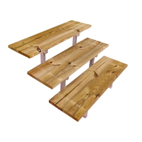 Holztreppe mit Stahl Treppenwangen im Set, 2 bis 5 Stufen, Gartentreppe, druckimprägniertes KDI Holz (3 Stufen, 100 cm)