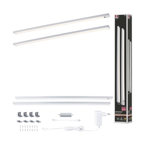 Paulmann 98616 LED Unterschrankleuchte Inline Starterset 2x6W 550x26mm 2x500lm 24V Chrom matt 3000K dimmbar