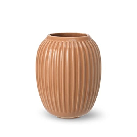 Kähler Vase H21 cm Hammershøi dänisches Design für Blumen Handarbeit Karamel