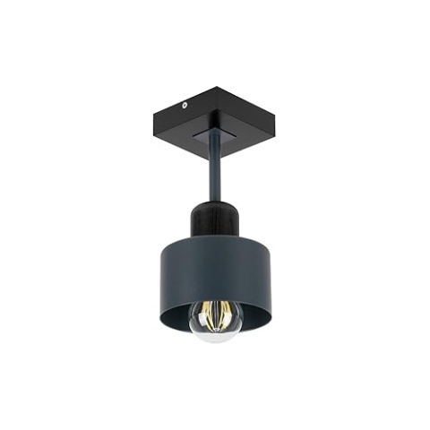 alfalux Deckenlampe Mit 1 Lampenschirmen LED Holz-Metall-Deckenleuchte Leuchte Lampe Wohnzimmerlampe Schlafzimmerlampe Deckenspot Wohnzimmer Schlafzimmer Küche Deckenleuchten AN10x10SC (ANTHRAZIT)