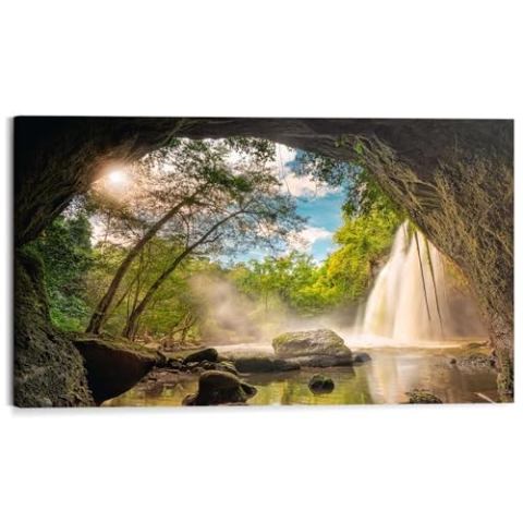 REINDERS Wandbild, Steinhöhle, Wohnzimmer, Wandbild, Wanddeko, Room Decor, MDF, Grün, 70x118cm