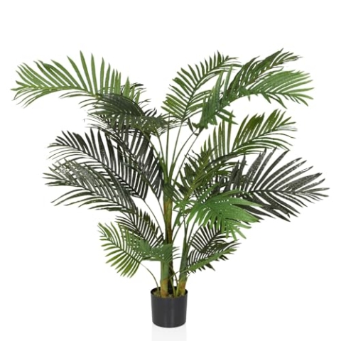 hjh OFFICE Kunstpalme 150cm Areca II Künstliche Palme groß, Goldfruchtpalme, Kunstpflanze für Büro Wohnzimmer Schlafzimmer