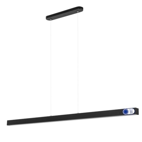alfalux Lampe LED Hängelampe aus Metall Wohnzimmer Hängeleuchte Pendelleuchte Esstischlampe Hängeleuchten & Pendelleuchten Höhenverstellbar Neutralweißes Licht 116 cm WI116LED-4K-SCHWARZ