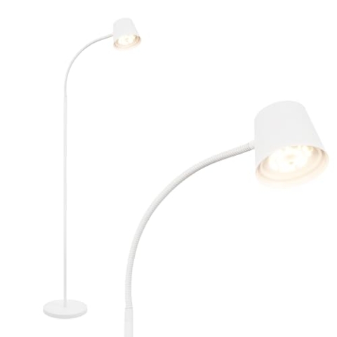 BRILONER - LED Stehlampe kabellos mit Touch, stufenlos dimmbar, Akku & Lichtquelle tauschbar, Akku Stehleuchte, Leselampe, Wohnzimmerlampe, Deckenfluter, Standleuchte, 126,5 cm hoch, Weiß