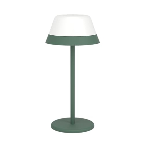 EGLO LED Tischlampe außen Meggiano, Campinglampe dimmbar, kabellose Outdoor Tischleuchte mit aufhängbarem Lampenschirm, USB, Kunststoff in Grün und Weiß, warmweiß, RGB, IP54