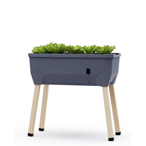 GUSTA GARDEN Sammy Salad Hochbeet Anthrazit - Hochbeet Balkon & Garten - für Salat Anbau - mit Bewässerungssystem - 15L Wassertank & 40L Erdvolumen