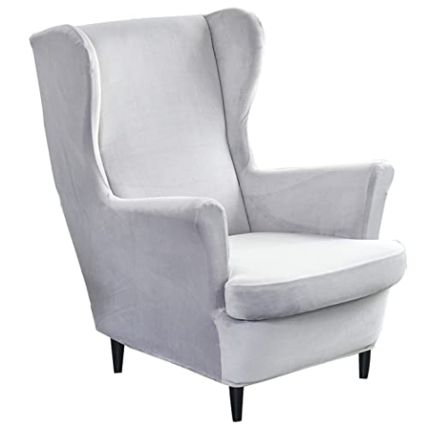 Mingfuxin Ohrensessel Überzug, 2-Teiliges Set Stretch Ohrensessel Kissen Sofa Schonbezüge, Samt Sessel-Überwürfe Flügel zurück Sesselbezüge Möbelschutz für Wohnzimmer Schlafzimmer Hotel