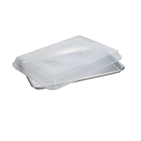 Nordic Ware Naturals Halbblech mit Deckel, Aluminium Backblech mit überlegener Wärmeleitfähigkeit, Premium Bakeware Made in USA, Silber