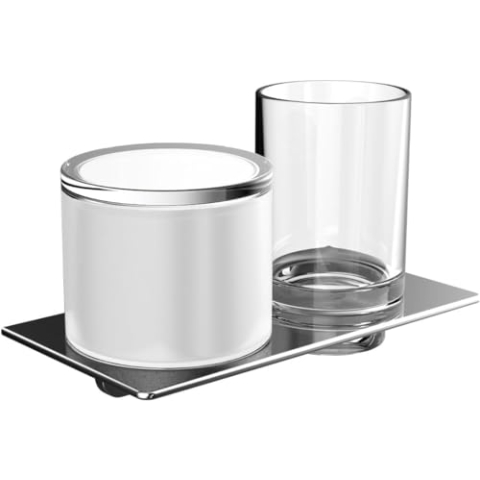 Emco Art Glashalter mit Seifenspender, Badzubehör, Kristallglas klar/satiniert, Glasbecher, Badaccessoires, 022000100