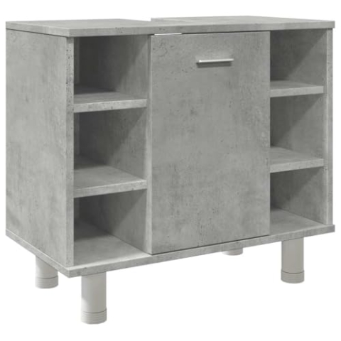 vidaXL Badezimmerschrank, Waschbeckenunterschrank mit Stauraum, Badezimmer Unterschrank, Waschtischunterschrank Badschrank, Betongrau Holzwerkstoff