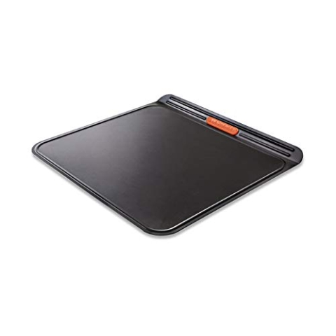 Le Creuset Antihaft Backblech, Doppelwandig, 38 x 35,5 cm, Sauerteigbeständig, Aus Karbonstahl gefertigt, Anthrazit/Orange, 94102115130000