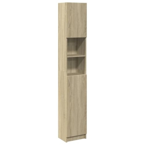 vidaXL Badezimmerschrank, Badschrank mit Stauraum, Hochschrank für Badezimmer, Beistellschrank Badmöbel, Sonoma-Eiche Holzwerkstoff