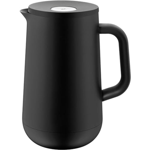 WMF Impulse Thermoskanne schwarz 1l, Isolierkanne für Tee oder Kaffee, Druckverschluss, Teekanne Thermoskanne hält Getränke 24h kalt & warm