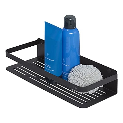 Tiger Caddy Duschkorb Rechteck groß, Duschablage aus Edelstahl, Duschregal mit viel Platz für Duschgel und Shampoo, Edelstahl, Oberfläche: Schwarz pulverbeschichtet