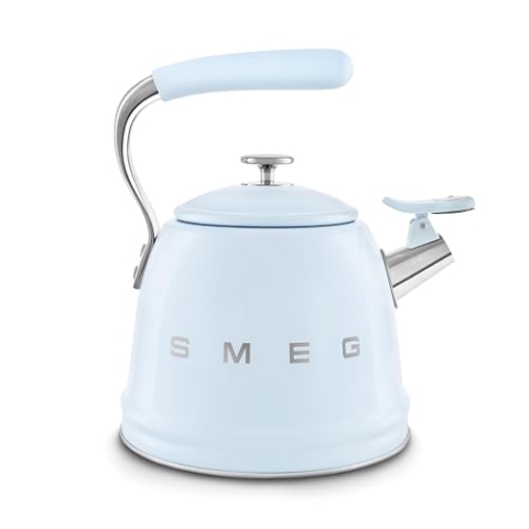 Smeg, WKF01PB Wasserkessel, aus Edelstahl, 2,3 l Fassungsvermögen, Abnehmbarer Deckel und Verschlussklappe, auch für Induktion, Pastellblau